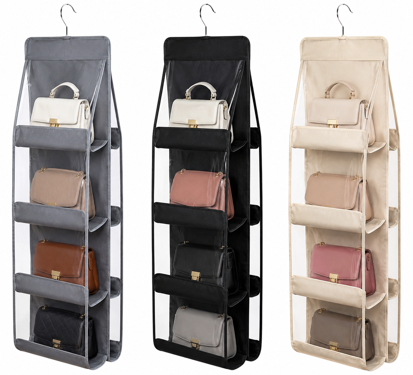 6-Layer Hanging Bag Organizer – Double-Sided Space Saving Storage