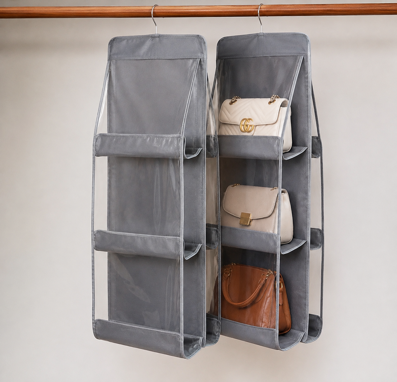 6-Layer Hanging Bag Organizer – Double-Sided Space Saving Storage
