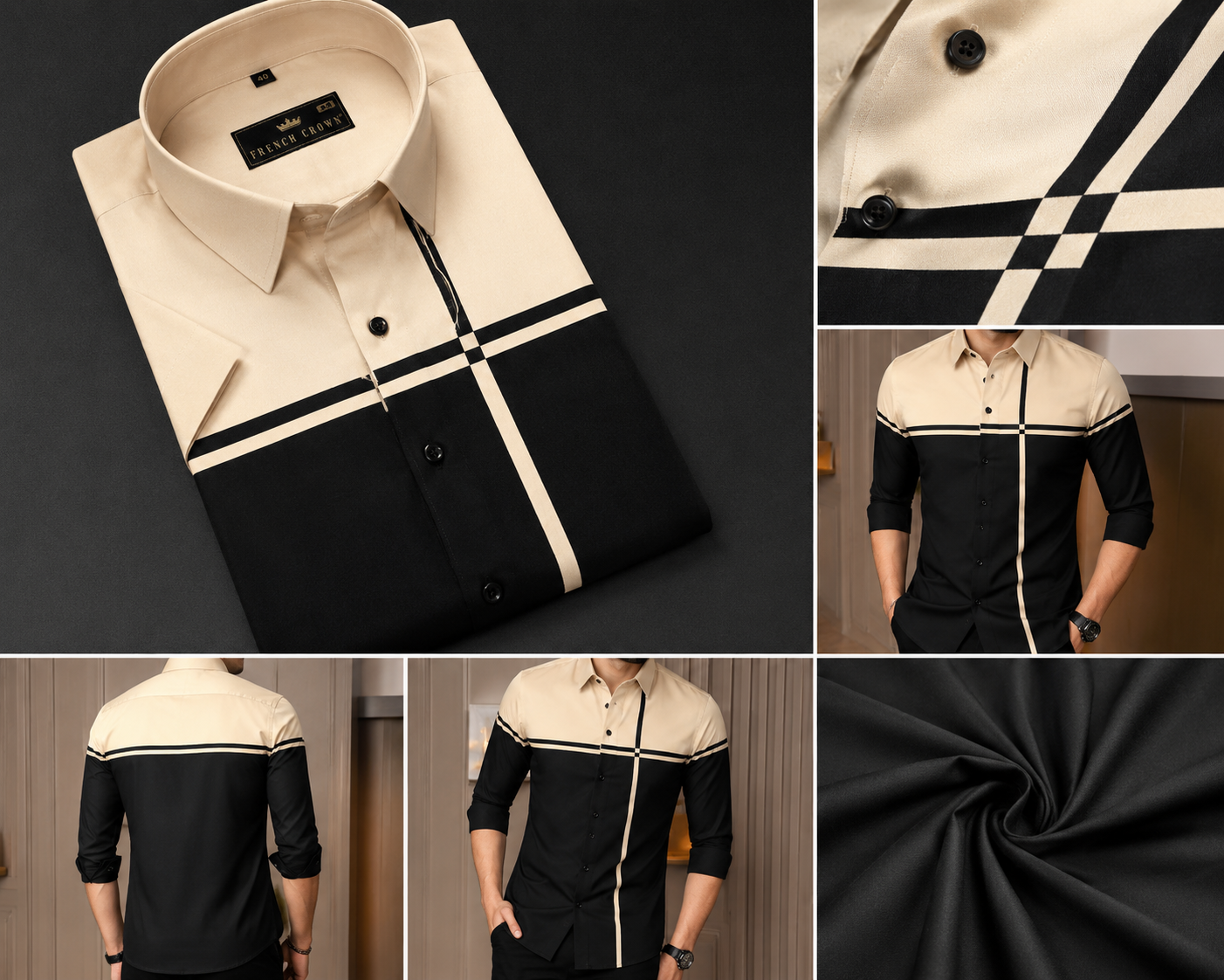 Premium Black & Cream Men’s Casual Shirt 👕