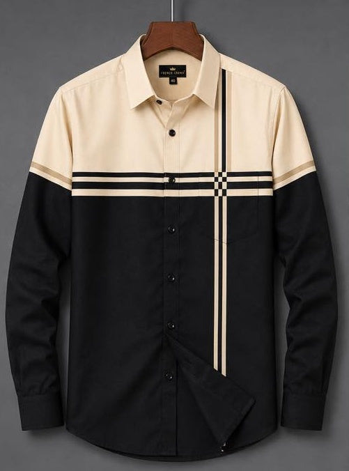 Premium Black & Cream Men’s Casual Shirt 👕