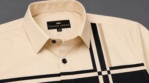 Premium Black & Cream Men’s Casual Shirt 👕